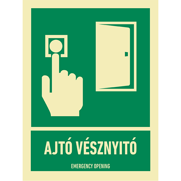 Ajtó vésznyitó, utánvilágító matrica 150x200 termék fő termékképe