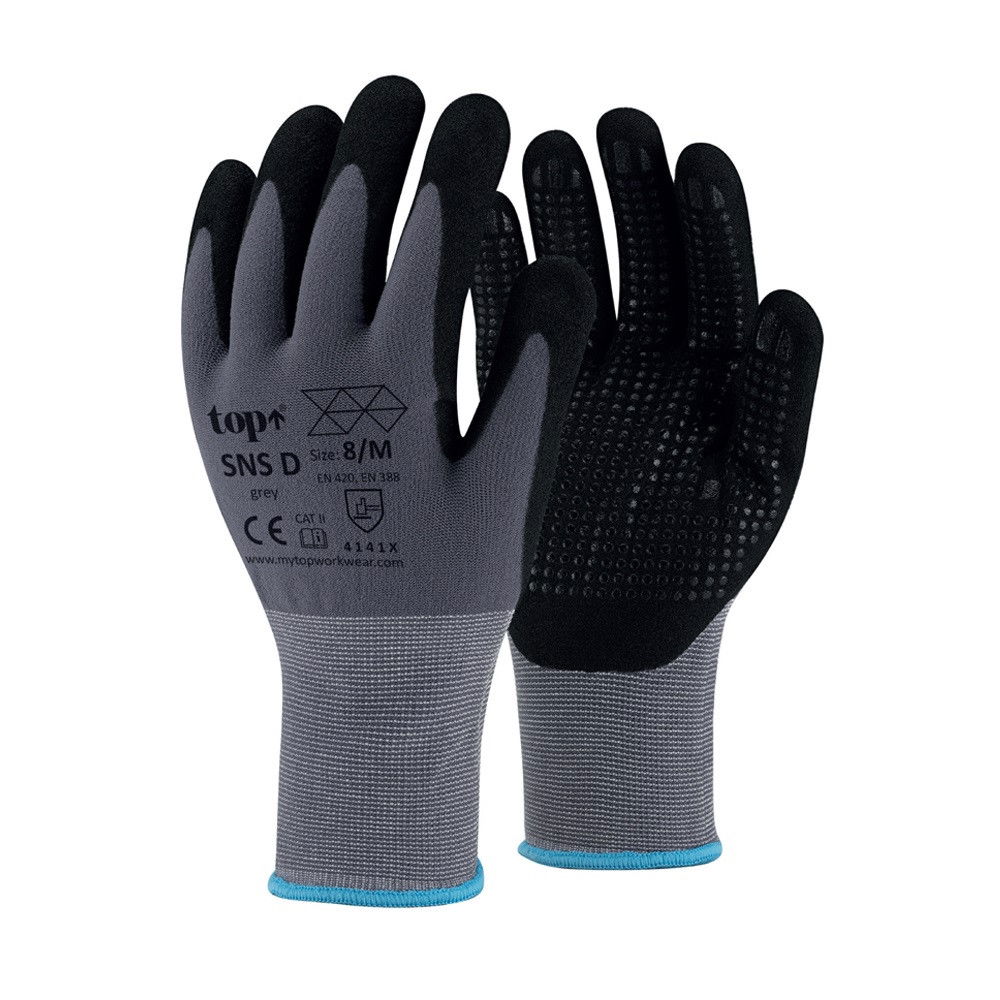 Top SNS-D nitrilhabba mártott védőkesztyű tenyérpontozással termék fő termékképe