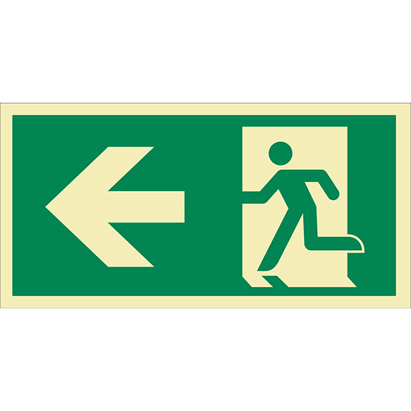 Menekülési út balra, utánvilágító tábla 300x150 termék fő termékképe