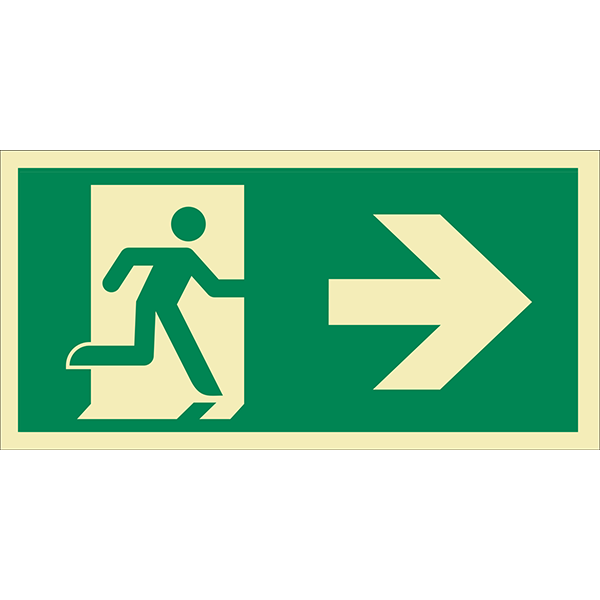 Menekülési út jobbra, utánvilágító matrica 300x150 termék fő termékképe