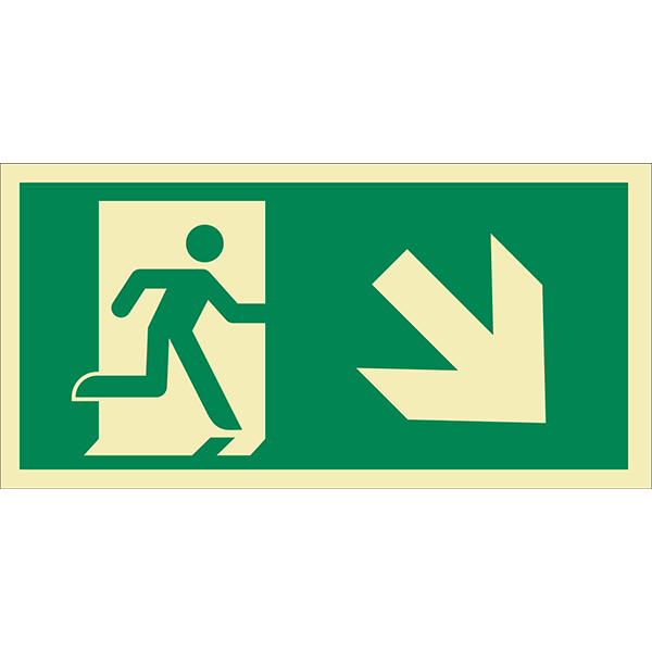 Menekülési út, jobbra lépcsőn le, utánvilágító tábla 300x150 termék fő termékképe