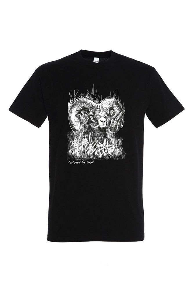 Top kos mintás póló, kereknyakú, pamut, fekete termék fő termékképe