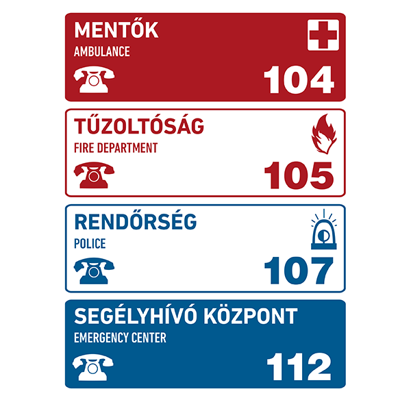 Segélykérő telefonszámok tábla 150x200 termék fő termékképe