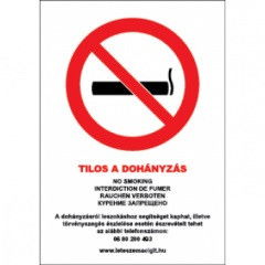 Tilos a dohányzás PVC tábla 1mm A4 termék fő termékképe