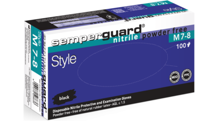 Semperguard Style fekete púdermentes nitril kesztyű termék fő termékképe