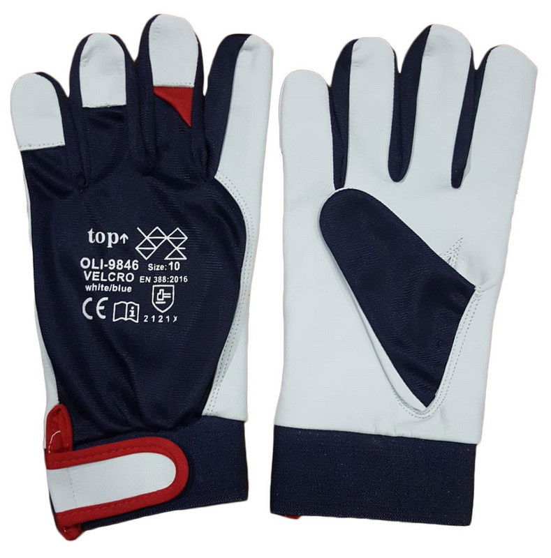 TOP OLI-9846 VELCRO báránybőr védőkesztyű, szatén kézhát termék fő termékképe