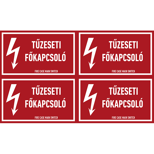 Tűzeseti főkapcsoló matrica 100x60  4db termék fő termékképe