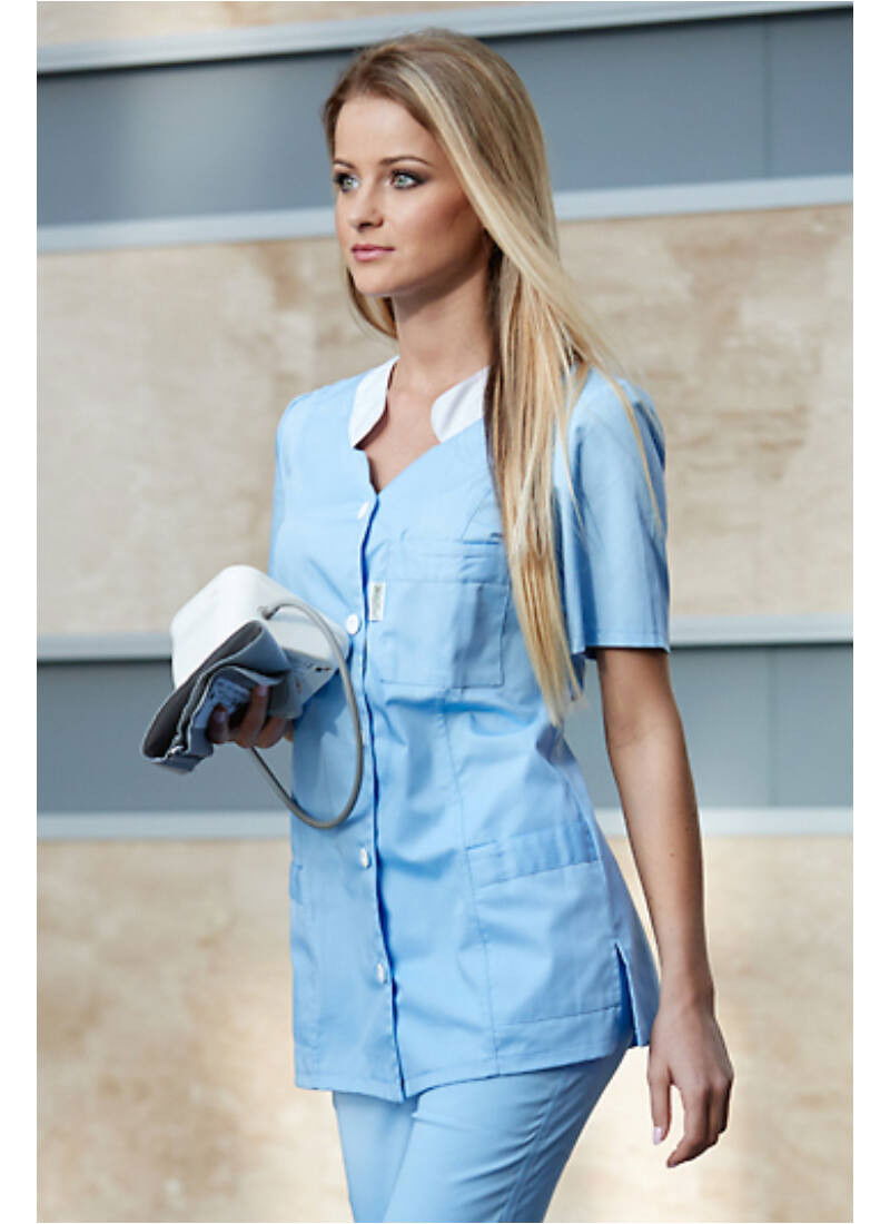 Milland Eszter tunika - Egészségügyi Köpeny Égszínkék, gombos termék fő termékképe
