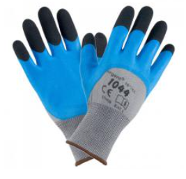 Urgent kesztyű 1044 ujjbegyen duplán mártott habosított gumi kék-fekete termék fő termékképe