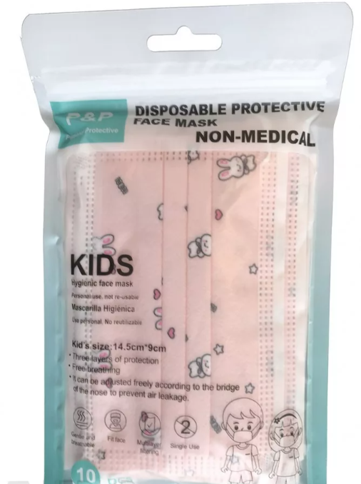 EGYSZER HASZNÁLATOS GYEREK SZÁJMASZ RÓZSASZÍN 10DB/CSOMAG termék fő termékképe