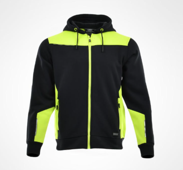 Sara Comfort Plus kapucnis pulóver fekete-sárga termék fő termékképe