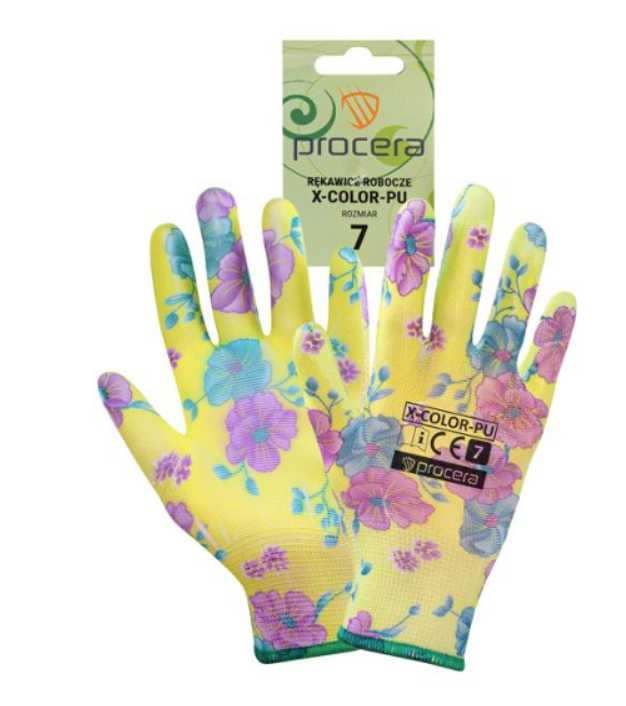 Procera PROC X-Color-PU mártott sárga virágos kesztyű_7 termék fő termékképe
