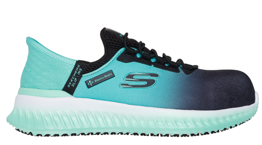 Skechers Slip-ins Work: Tilido - Ombray S1 PL SR ESD Női védőcipő Fekete-zöld-kék termék fő termékképe