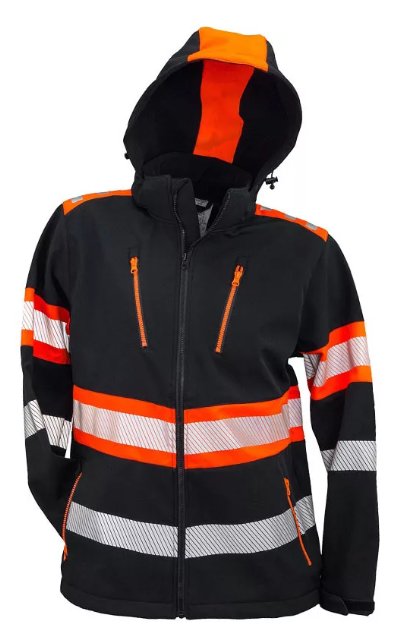 Urgent 931 kapucnis softshell bélelt kabát Fekete/Neonsárga jólláthatósági csíkkal termék fő termékképe