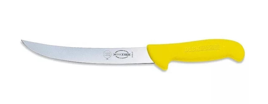 DICK ErgoGrip henteskés (21 cm) merev, ívelt, vékony, sárga termék fő termékképe