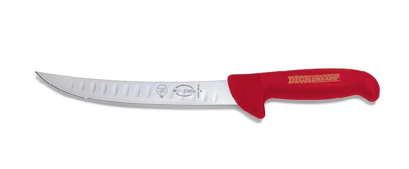 DICK ErgoGrip henteskés, barázdált pengével (21 cm) merev, ívelt, vékony, piros termék fő termékképe
