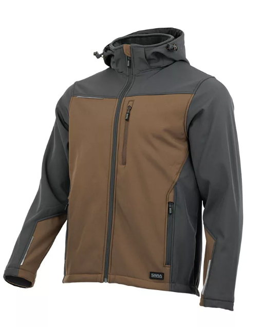 Sara Comfort Plus kapucnis Softshell dzseki barna - sötétszürke termék fő termékképe