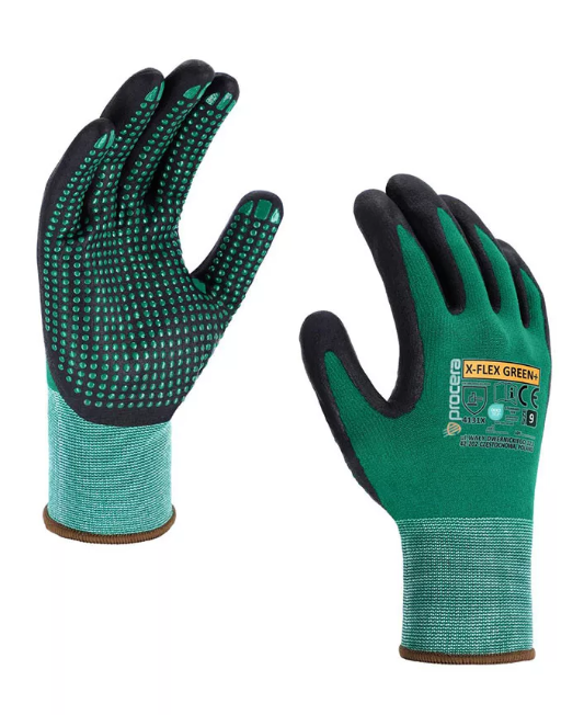 Procera X-Flex Green+ nitril mártott kesztyű, pöttyözött csúszásmentes tenyérrel termék fő termékképe