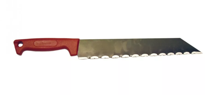 MORAKNIV kőzetgyapotvágó (S) kés recézett pengével, bordó termék fő termékképe